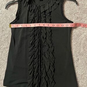 Elegant Black Sleeveless Top with ruffle by DKNY sz S EUC